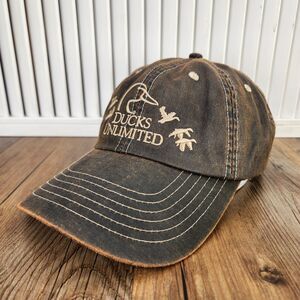 Ducks Unlimited DU Leader K-Products Strapback Hat Cap Distressed Brown Hunting